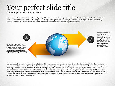 Stufen und Prozessdiagramm mit Globus, Folie 2, 02749, Ablaufdiagramme — PoweredTemplate.com