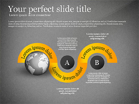 Stages and Process Diagram with Globe, Slide 9, 02749, Stage Diagrams — PoweredTemplate.com
