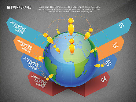 Globe et options, Diapositive 12, 02751, Schémas d'étapes — PoweredTemplate.com