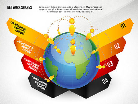 Globe et options, Diapositive 4, 02751, Schémas d'étapes — PoweredTemplate.com