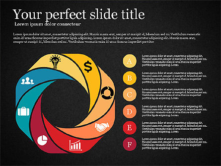 Trattato del cerchio con icone cassetta degli attrezzi, Slide 15, 02754, Diagrammi di Processo — PoweredTemplate.com