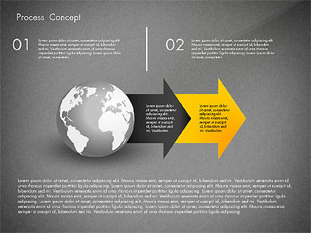 Boîte à outils de processus avec globe, Diapositive 12, 02761, Schémas de procédés — PoweredTemplate.com