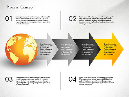 Mengolah Kotak Peralatan Dengan Bola Dunia, Slide 8, 02761, Diagram Proses — PoweredTemplate.com