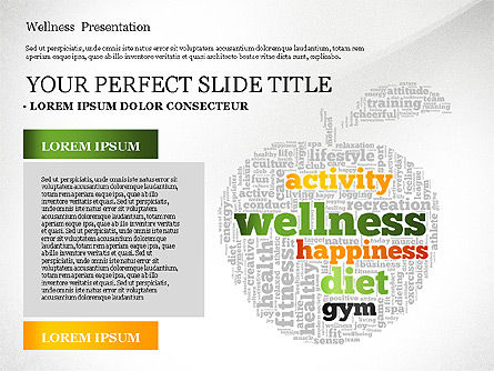 Wellness Word Cloud Presentation Template, PowerPoint Template, 02765, Presentation Templates — PoweredTemplate.com