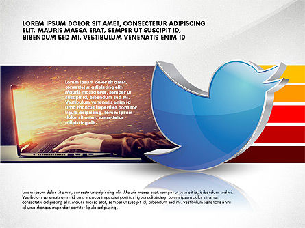 Twitter opções de conteúdo de marketing, Modelo do PowerPoint, 02783, Diagramas de Etapas — PoweredTemplate.com