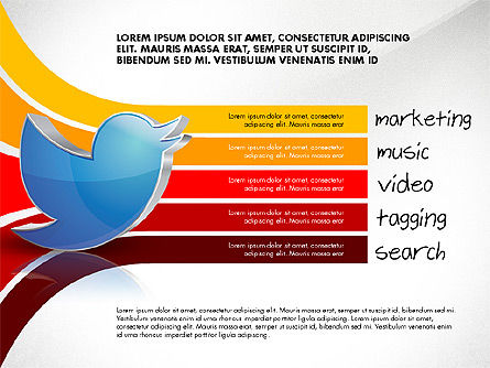 Twitter opções de conteúdo de marketing, Deslizar 7, 02783, Diagramas de Etapas — PoweredTemplate.com