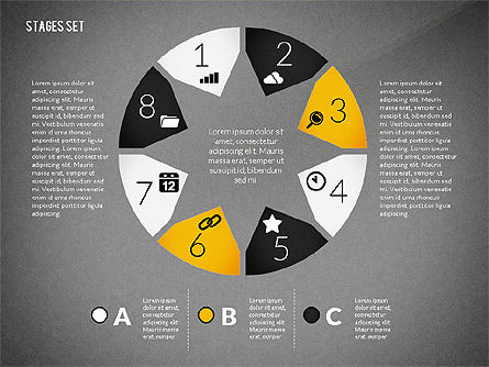 Boîte à outils diagramme en phase ronde, Diapositive 12, 02791, Schémas d'étapes — PoweredTemplate.com