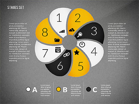 Boîte à outils diagramme en phase ronde, Diapositive 13, 02791, Schémas d'étapes — PoweredTemplate.com