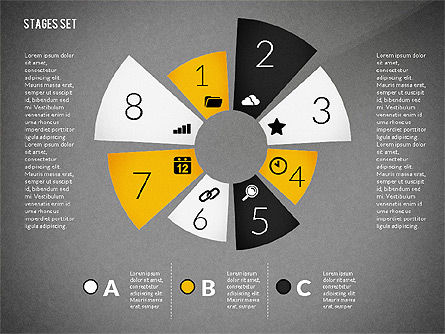 Boîte à outils diagramme en phase ronde, Diapositive 15, 02791, Schémas d'étapes — PoweredTemplate.com