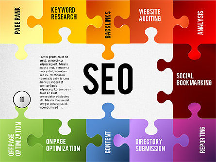 SEO Presentation with Puzzle Stages, Slide 11, 02796, Puzzle Diagrams — PoweredTemplate.com