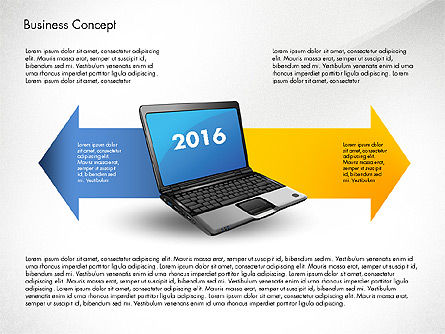 Process Arrows with Notebook, PowerPoint Template, 02798, Process Diagrams — PoweredTemplate.com