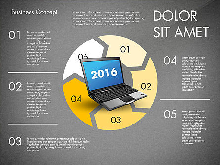 Flèches de processus avec un cahier, Diapositive 10, 02798, Schémas de procédés — PoweredTemplate.com