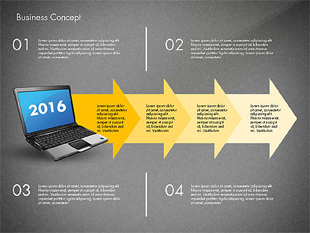 Flèches de processus avec un cahier, Diapositive 15, 02798, Schémas de procédés — PoweredTemplate.com