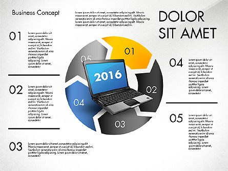 Flèches de processus avec un cahier, Diapositive 2, 02798, Schémas de procédés — PoweredTemplate.com