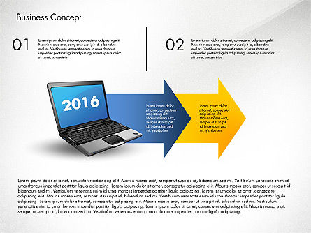 Flechas de proceso con el cuaderno, Diapositiva 3, 02798, Diagramas de proceso — PoweredTemplate.com