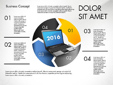 Flechas de proceso con el cuaderno, Diapositiva 4, 02798, Diagramas de proceso — PoweredTemplate.com