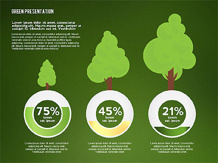 Présentation verte avec diagrammes basés sur les données, Diapositive 16, 02800, Infographies — PoweredTemplate.com