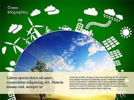 Infografía verde, Plantilla de PowerPoint, 02808, Infografías — PoweredTemplate.com