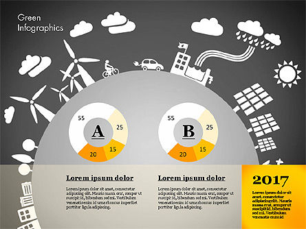 Infográfico verde, Deslizar 12, 02808, Infográficos — PoweredTemplate.com