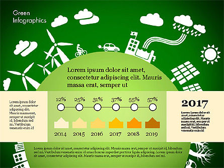 녹색 인포 그래픽, 슬라이드 6, 02808, 인포메이션 그래픽 — PoweredTemplate.com