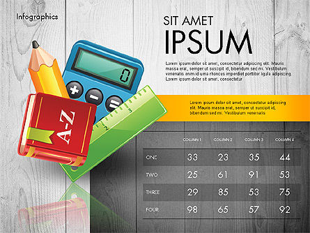 Infografis Terkait Sekolah, Templat PowerPoint, 02809, Bagan dan Diagram Pendidikan — PoweredTemplate.com