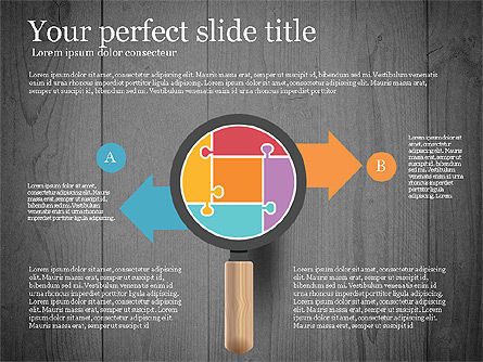 Rompecabezas y etapas con lupa Caja de herramientas, Diapositiva 11, 02814, Diagramas de puzzle — PoweredTemplate.com