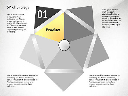 Cinco Ps para Estrategia, Plantilla de PowerPoint, 02823, Modelos de negocios — PoweredTemplate.com