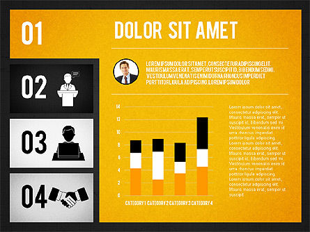 Grid lay-out presentatiesjabloon in platte ontwerp, Dia 11, 02829, Presentatie Templates — PoweredTemplate.com