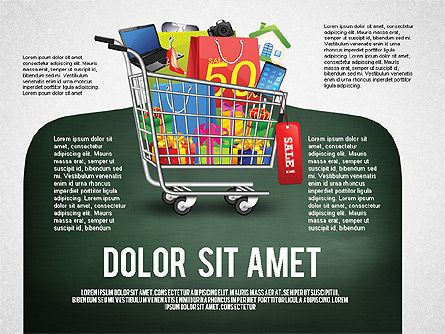 쇼핑 및 판매 infographics 도구 상자, 파워 포인트 템플릿, 02855, 인포메이션 그래픽 — PoweredTemplate.com