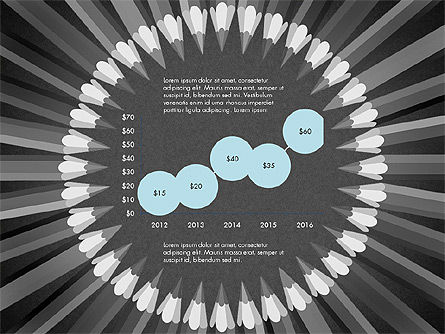 Bleistifte im Kreis datengesteuerte Präsentationsvorlage angeordnet, Folie 13, 02875, Datengetriebene Diagramme und Charts — PoweredTemplate.com