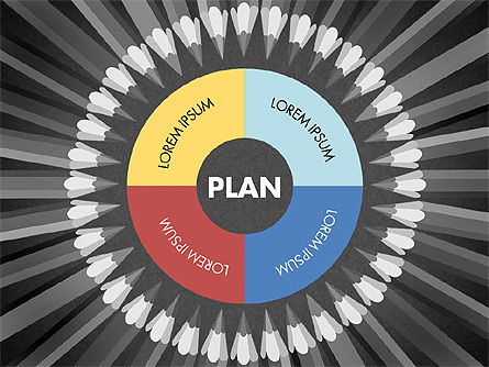 Potloden in cirkel datagestuurde presentatiesjabloon, Dia 14, 02875, Datagestuurde Diagrammen — PoweredTemplate.com