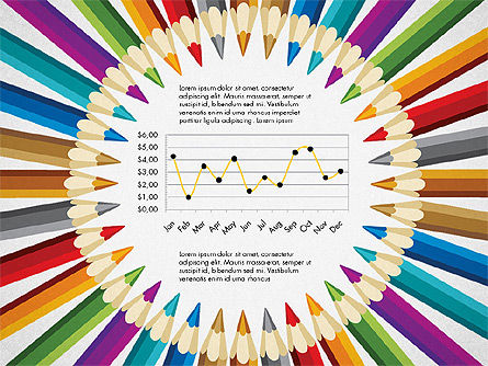Crayons disposés en modèle de présentation piloté par données circulaires, Diapositive 3, 02875, Schémas, graphiques de données — PoweredTemplate.com