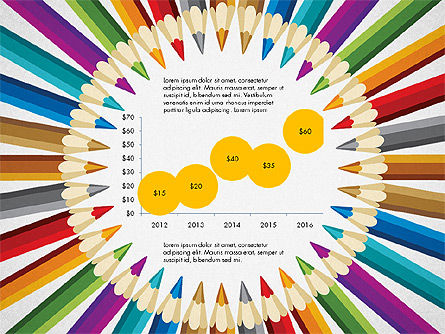 Crayons disposés en modèle de présentation piloté par données circulaires, Diapositive 5, 02875, Schémas, graphiques de données — PoweredTemplate.com