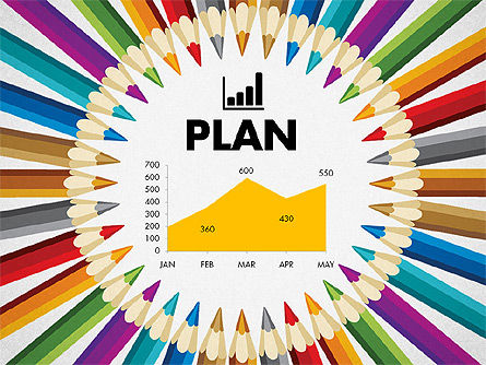 Crayons disposés en modèle de présentation piloté par données circulaires, Diapositive 8, 02875, Schémas, graphiques de données — PoweredTemplate.com