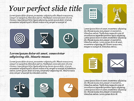 Présentation avec des icônes de conception plate, Diapositive 6, 02905, Icônes — PoweredTemplate.com