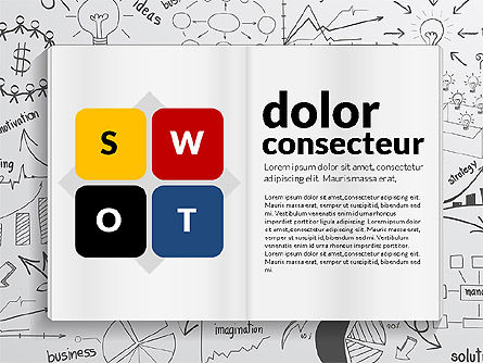 SWOT-analyse creatieve presentatiesjabloon, PowerPoint-sjabloon, 02915, Businessmodellen — PoweredTemplate.com