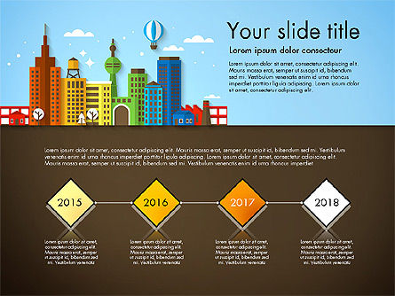 Presentation with City, PowerPoint Template, 02921, Presentation Templates — PoweredTemplate.com