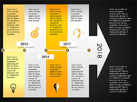 Timeline com estágios e ícones, Deslizar 14, 02924, Timelines & Calendars — PoweredTemplate.com