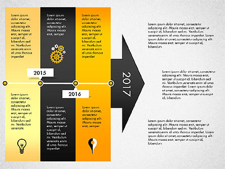 Timeline com estágios e ícones, Deslizar 5, 02924, Timelines & Calendars — PoweredTemplate.com
