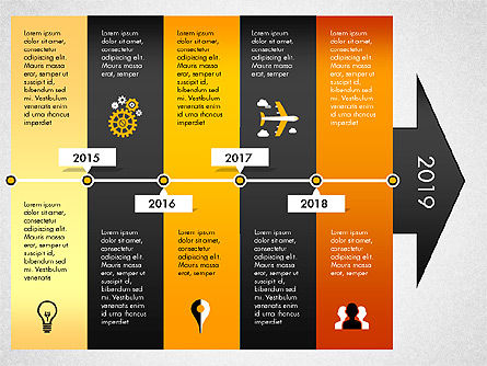 Timeline con tappe e le icone, Slide 7, 02924, Timelines & Calendars — PoweredTemplate.com
