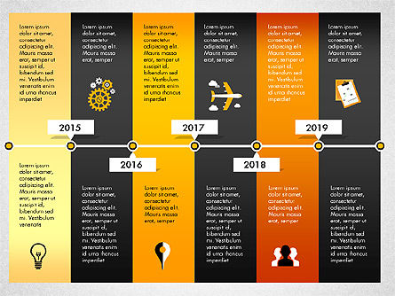 Timeline con tappe e le icone, Slide 8, 02924, Timelines & Calendars — PoweredTemplate.com