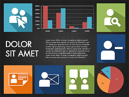 Presentación de diseño plano con gráficos controlados por datos, Diapositiva 16, 02956, Plantillas de presentación — PoweredTemplate.com