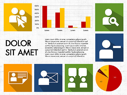 Presentación de diseño plano con gráficos controlados por datos, Diapositiva 8, 02956, Plantillas de presentación — PoweredTemplate.com