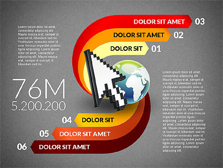 Uhr und Globus Infografik Konzept, Folie 9, 02989, Infografiken — PoweredTemplate.com