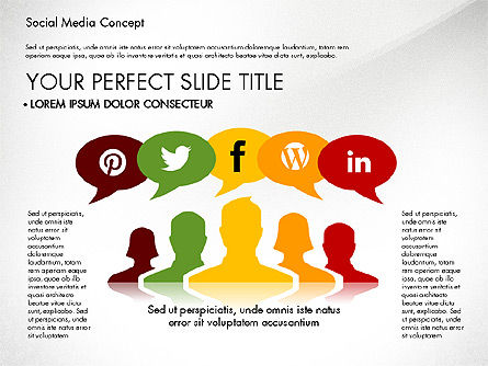 Modelo de apresentação do conceito de mídia social, Modelo do PowerPoint, 02994, Modelos de Apresentação — PoweredTemplate.com