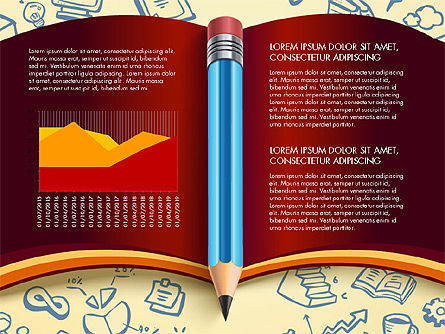 책 및 연필로 데이터 중심의 보고서, 슬라이드 10, 03006, 데이터 주도형 도표 및 차트 — PoweredTemplate.com