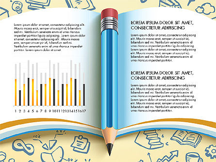 数据驱动的报告与书和铅笔, 幻灯片 4, 03006, 数据驱动图和图表 — PoweredTemplate.com
