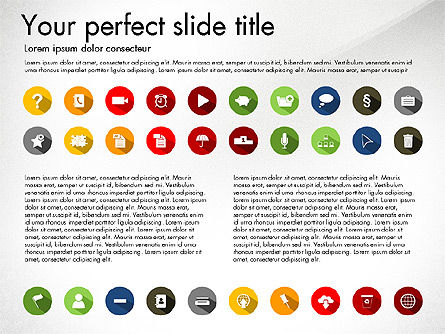 平面图标集合, PowerPoint模板, 03013, 图标 — PoweredTemplate.com