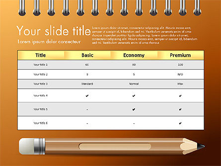 Presentasi Di Lembar Notebook Dengan Pensil, Slide 16, 03015, Templat Presentasi — PoweredTemplate.com