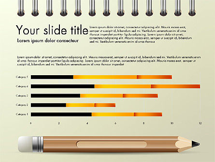  Apresentação na folha do caderno com lápis, Deslizar 2, 03015, Modelos de Apresentação — PoweredTemplate.com